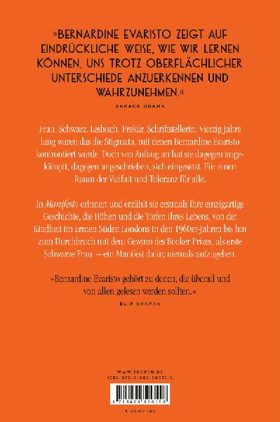 Manifesto. Warum ich niemals aufgebe. Ein inspirierendes Buch über den Lebensweg der ersten Schwarzen Booker-Prize-Gewinnerin und Bestseller-Autorin von »Mädchen, Frau etc.«