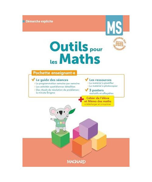 Outils pour les Maths MS (2025) - Pochette enseignant : Guide pédagogique + Posters + Fiches ressources: Pochette enseignant.e avec un guide pédagogique, 3 posters et des fiches ressources