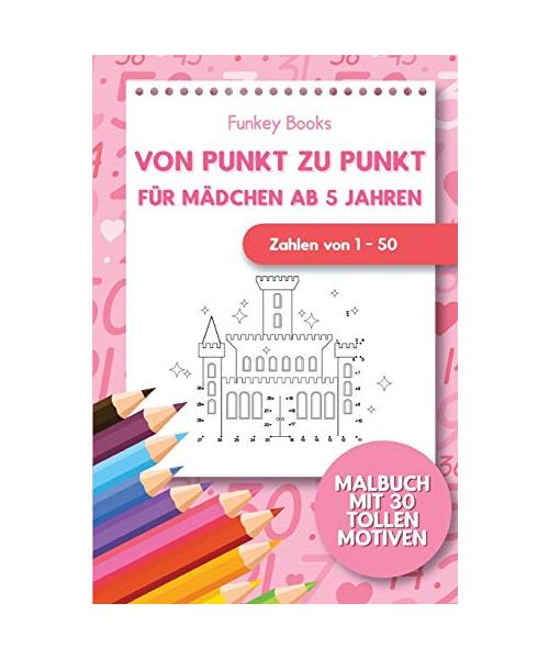 Von Punkt zu Punkt für Mädchen 5 Jahren - Zahlen von 1 - 50