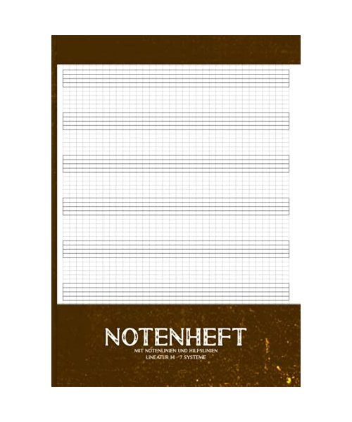 Notenheft mit Notenlinien und Hilfslinien: A4 Für Das Gleichmäßige Schreiben Und Lernen Von Noten - Für Musiker Und Schüler Zum Schreiben Und Lernen ... A4 MIT Hilfslinien (Kästchen Hintergrund)