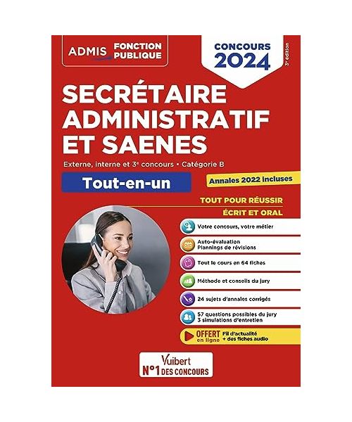 Concours Secrétaire administratif et SAENES - Catégorie B - Tout-en-un: Externe et interne - Concours 2024 - Tout le cours en audio