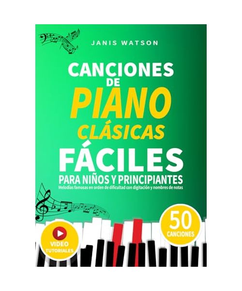 CANCIONES DE PIANO CLÁSICAS FÁCILES PARA NIÑOS Y PRINCIPIANTES: Melodías famosas en orden de dificultad con digitación y nombres de notas (Partituras Fáciles de Piano para Niños y Principiantes)