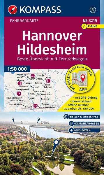 KOMPASS Fahrradkarte 3215 Hannover, Hildesheim 1:50.000