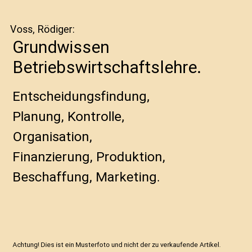Grundwissen Betriebswirtschaftslehre.