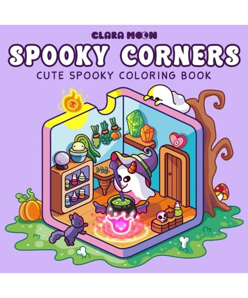 Spooky Corners: Cozy Coloring Book for Adults and Teens Featuring Hygge Corners with Lovely Creepy Creatures for Relaxation