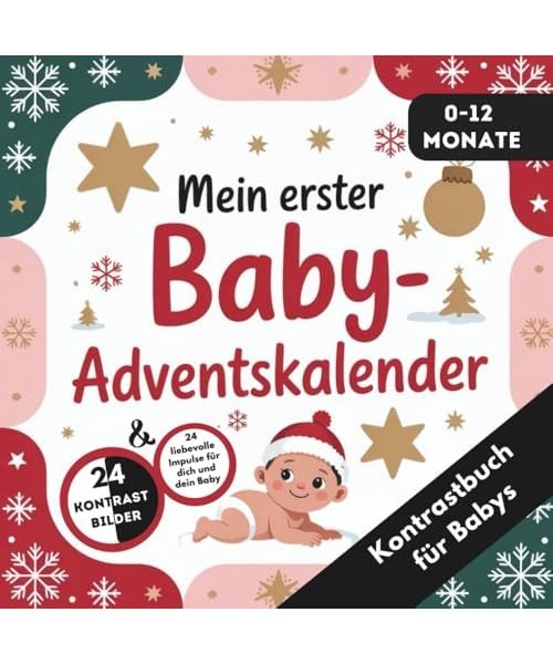 Adventskalender Baby - Kontrastbuch für Babys von 0-12 Monaten mit 24 weihnachtlichen Kontrastbildern