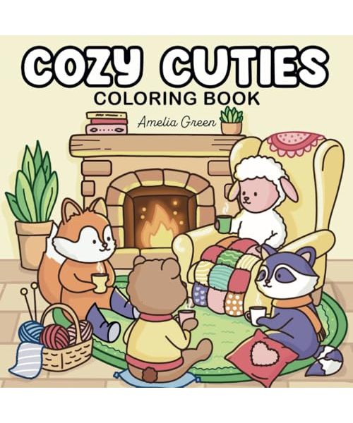 Cozy Cuties: Coloring Book for Adults and Teens Featuring Adorable Animal Characters, Relaxing Hygge Moments and Comfy Scenes
