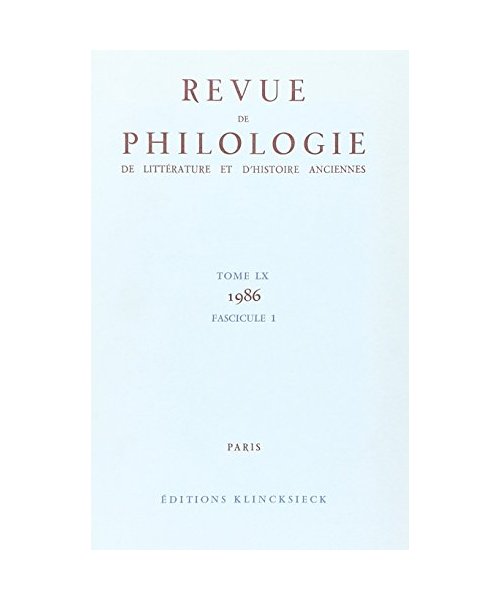 Revue de Philologie 1986/T60,1ph 1986/1