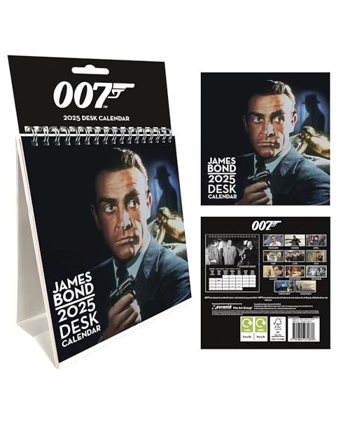 Pyramid – James Bond 2025 Tischkalender, 29,7x42cm, Monatsplaner für Film-Fans im ikonischen Bond-Design, monatsübersicht, nachhaltig nur mit Papierumschlag