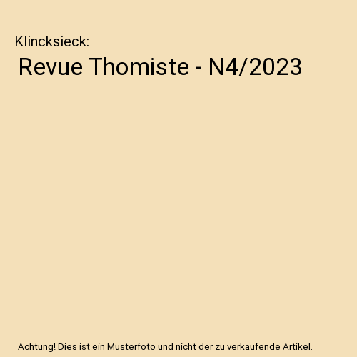 Revue Thomiste - N4/2023