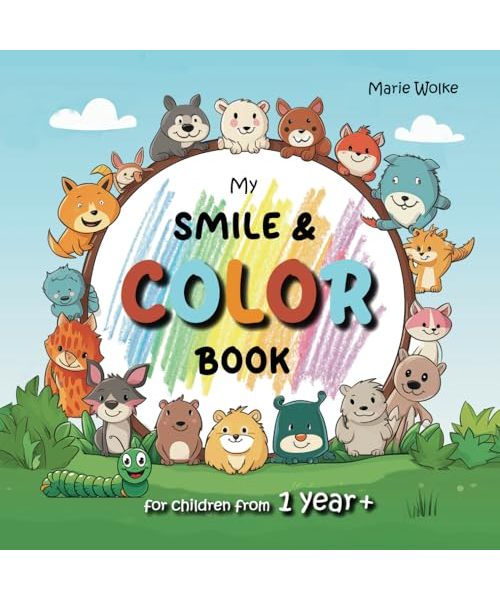SMILE + COLORING BOOK from 1 year: Lovingly designed coloring book for toddlers from 1 year + | First coloring doodle book with 88 large motifs