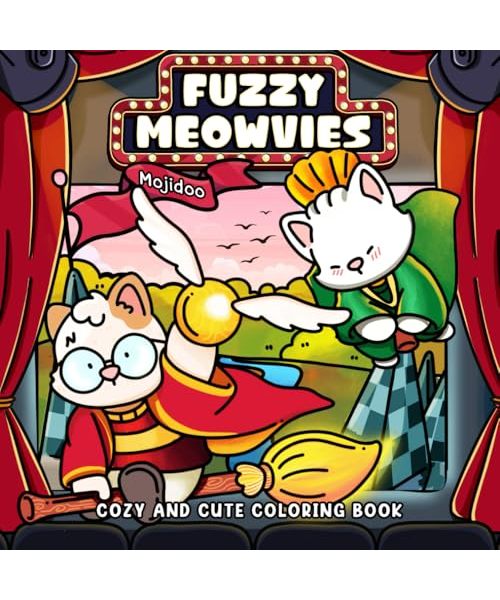 Fuzzy Meowvies: Cozy and Cute Coloring Book for Adults and Teens with Cinema-Inspired Cat Friends, Bold Simple Easy Animal Designs for Stress Relief Relaxation Books (Meowvies Coloring, Band 1)