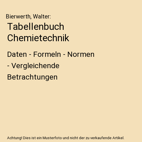 Tabellenbuch Chemietechnik