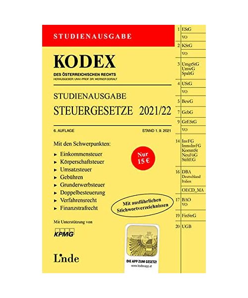 KODEX Studienausgabe Steuergesetze 2021/22: Studienausgabe (Kodex des Österreichischen Rechts)