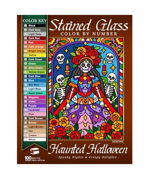Haunted Halloween Stained Glass Mosaic Color By Number: Spooky Nights & Creepy Delights (Stained Glass Color By Number Collection)