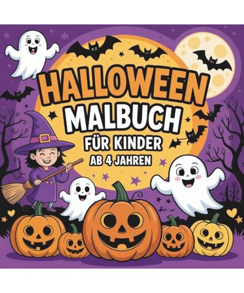 Halloween Malbuch für mutige Grusel-Künstler (Kinder ab 4 Jahren) – 50 süße und gruselige Ausmalbilder: Kreativer Malspaß zu Halloween – Große einfache Motive zum Ausmalen