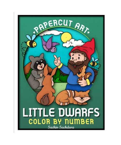 Papercut Art Little Dwarfs: Color by Number Coloring Book for Adults (Black Lines) (Papercut Art Coloring Book, Band 5)