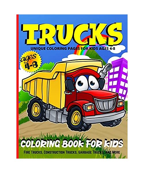 Trucks Coloring Book For Kids Ages 4-8