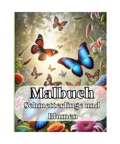 Schmetterlinge und Blumen Malbuch: 60 Großformatige Designs für Teenager & Erwachsene ab 12 Jahren – Entspannung & Kreativität – Hochwertiges Papier – Perfekt zum Stressabbau