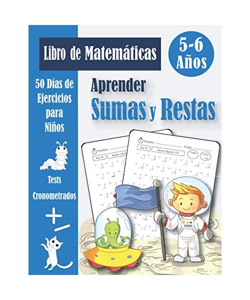 Sumas y Restas 5-6 años: Libro de 50 Problemas Práctica de Matemáticas (con respuestas) - Sumar y Restar para Niños - Cuaderno de Ejercicios - Dígitos 0-20