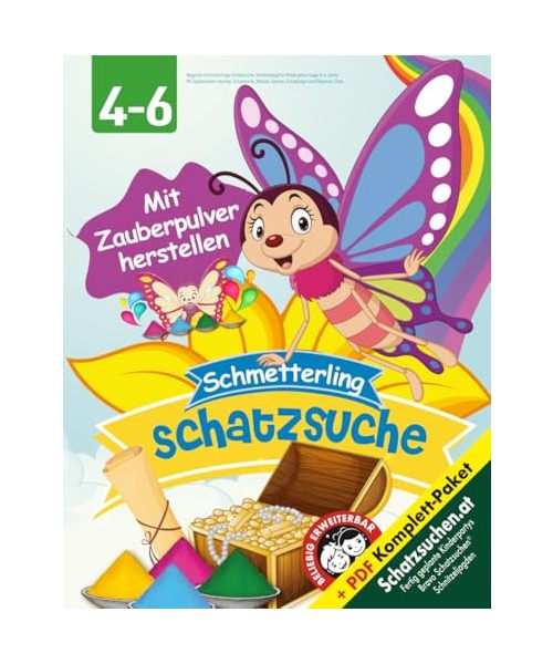 Magische Schmetterlings-Schatzsuche: Schnitzeljagd für Kindergeburtstage (4-6 Jahre): Mit Zauberpulver mischen, Schatzkarte, Rätseln, Spielen, Einladungen und Diplomen, Deko (Bravo Schatzsuche)