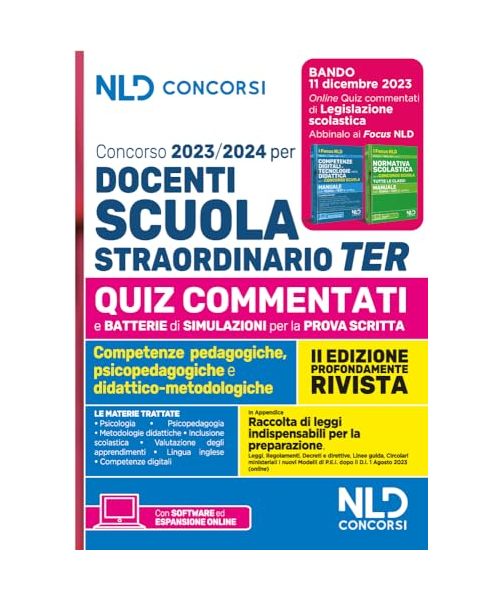 Concorso docenti scuola straordinario TER 2023-2024. Quiz commentati per la prova scritta