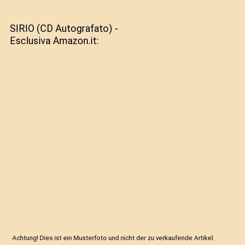 SIRIO (CD Autografato) - Esclusiva Amazon.it