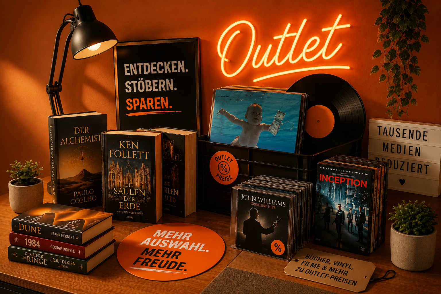Bücher, Vinyl und Filme im Buchpark Outlet entdecken