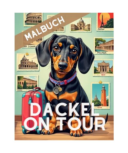 DACKEL ON TOUR MALBUCH: Ein Dackel geht auf Reisen