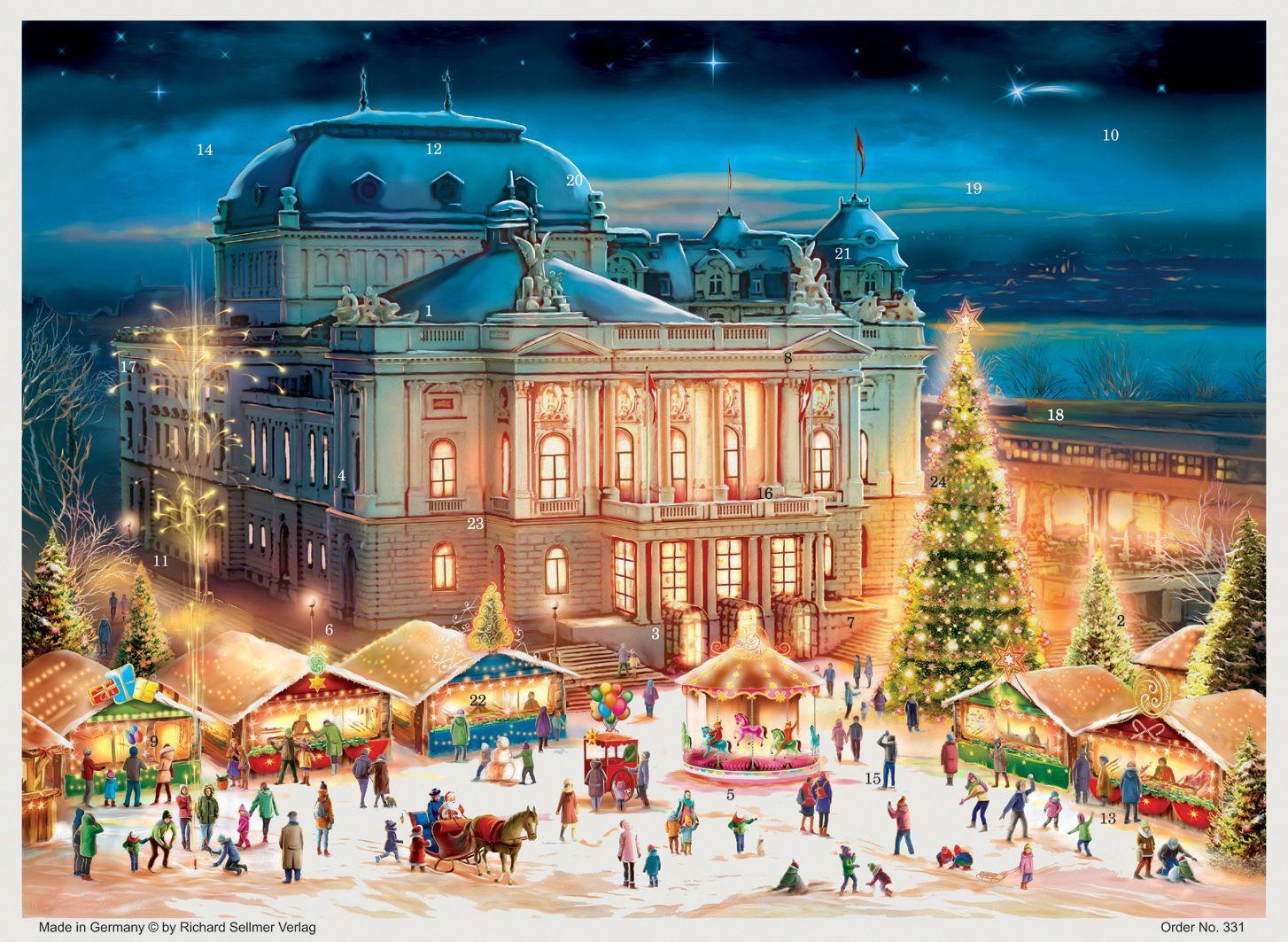 Richard Sellmer Verlag Papier Adventskalender für Kinder und Erwachsene mit Bildern und Glitzer Zürich