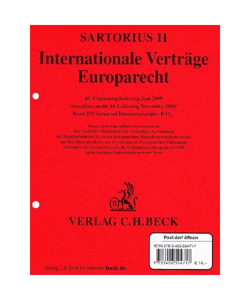 Verfassungs- und Verwaltungsgesetze 2. Europarecht. 45. Ergänzungslieferung - am Lager ca. 6 Wochen ab Erscheinen